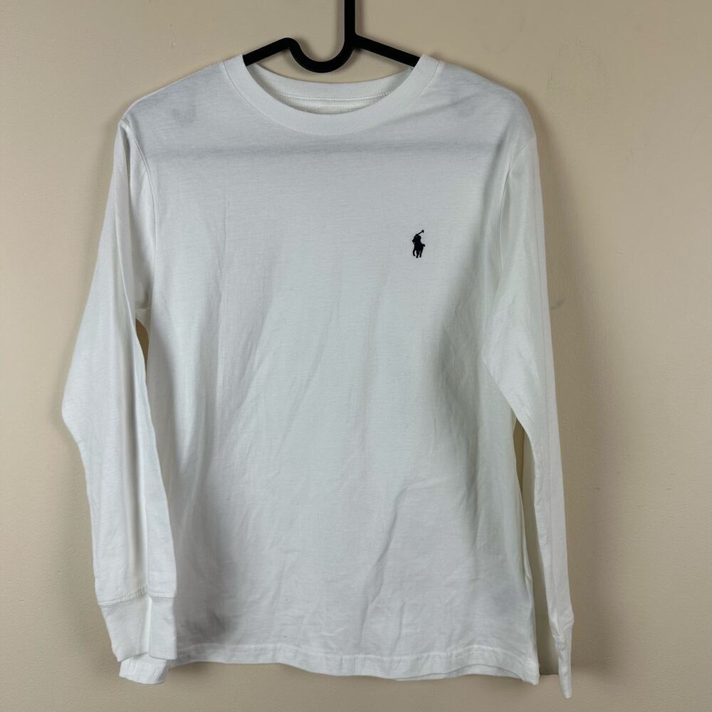 Polo Ralph Lauren Long Sleeve Shirt Youth M 10-12 White Pony Logo Preppy Basic